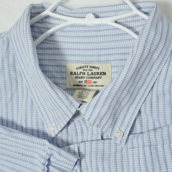 VTG Ralph Lauren Polo Jean Co Shirt Men's XXL Blue Striped Button Up Lightweight - Picture 1 of 8
